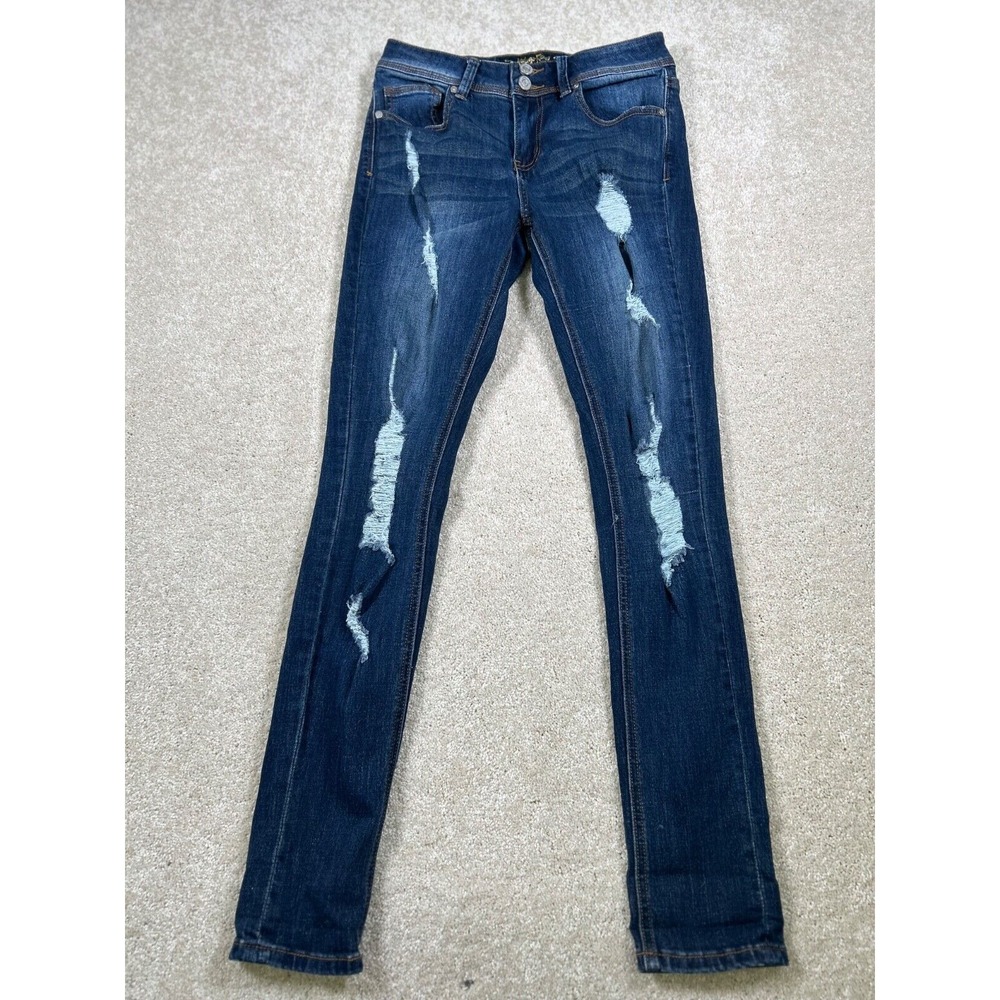 Indigo Rein Womens Size 7 Distressed Jeans Skinny
